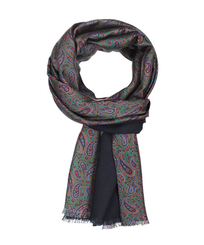 Sjaal Zijde/Wol | Groen Paisley Multi