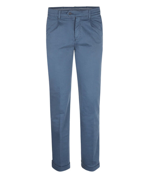 Pantalon Boston Bandplooi en Omslag | Blauw