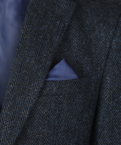 Harris Tweed Colbert | Donkerblauw Visgraad