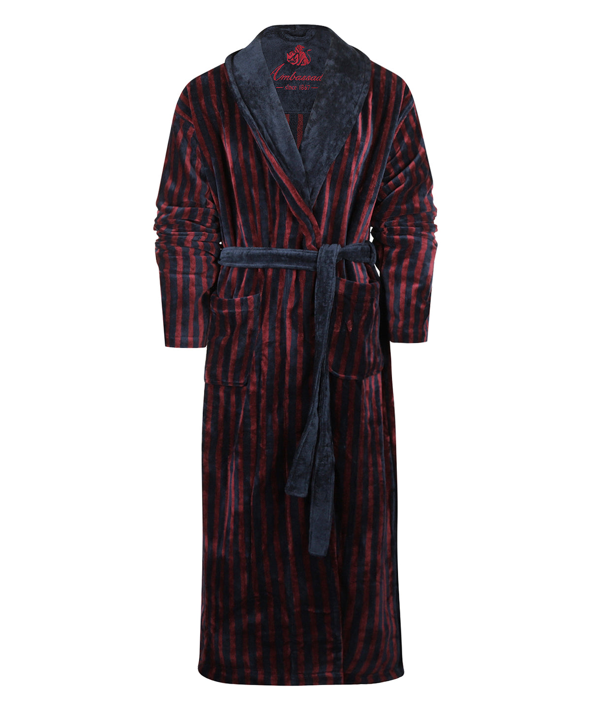 Velour Kamerjas | Navy/Burgundy stripe