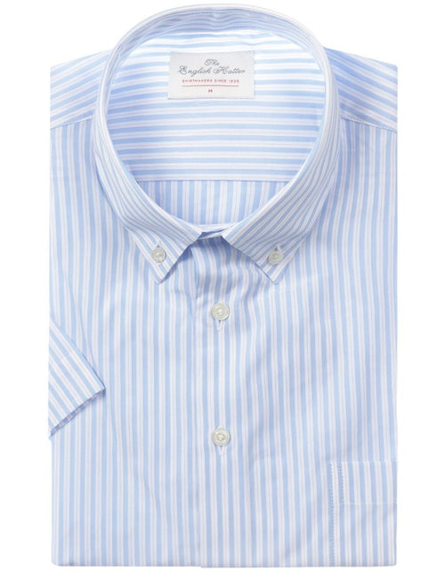 Overhemd katoen korte mouwen | Blauw