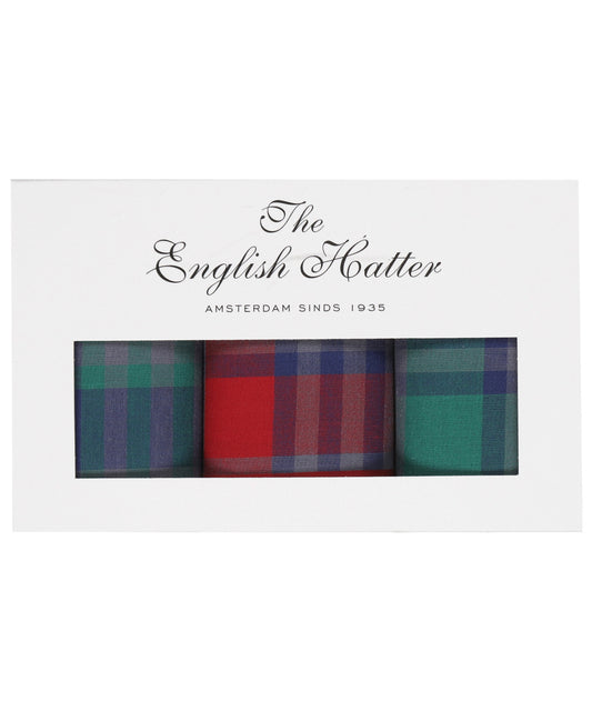 Zakdoek 3-Box | Green Red Navy Tartan