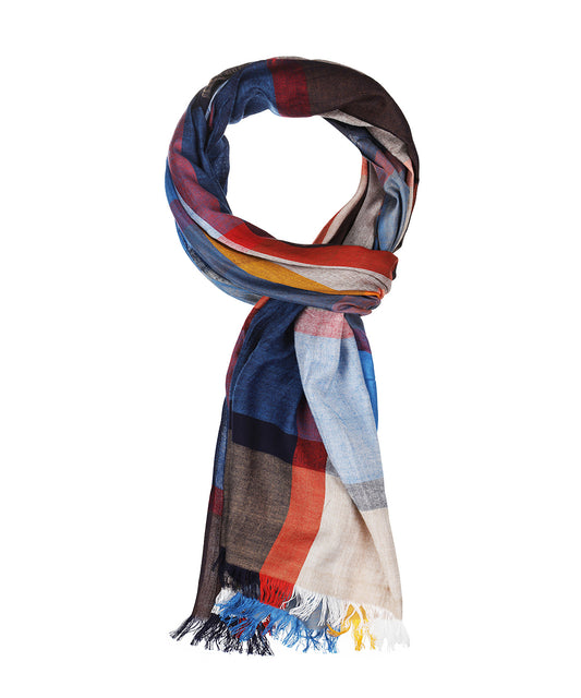 Streep sjaal | Blauw Pastel Multi Ruit