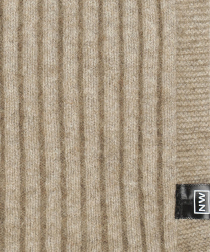 Ribbed scarf merino wool mix 165x16 | Beige