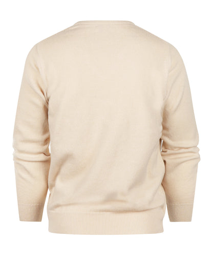Pullover mit V-Ausschnitt aus Lammwolle *Sale* | Beige