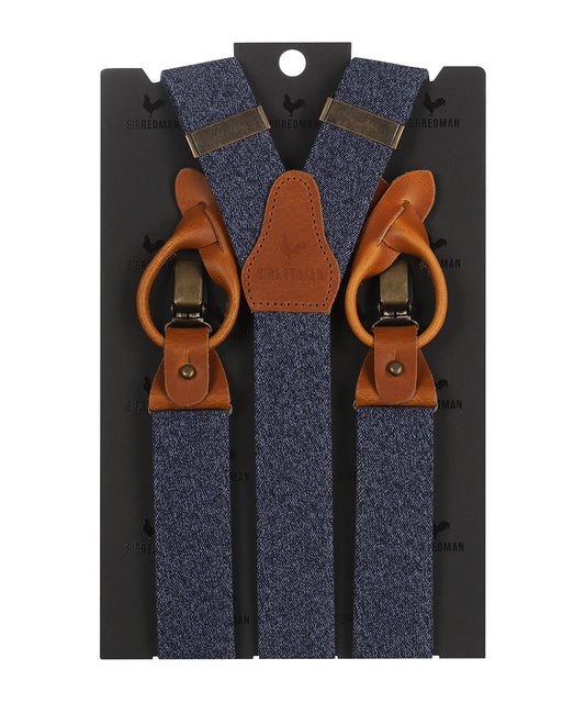 Luxe Bretels Clip/Leer | Denim melange