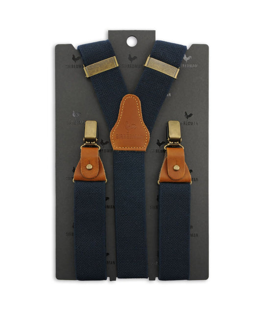 Luxe Bretels Clip/Leer | Navy