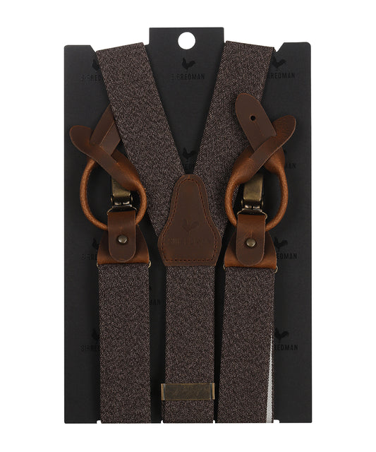 Luxe Bretels Clip/Leer | Bruin melange
