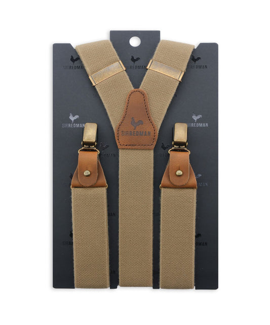Luxe Bretels Clip/Leer | Zand