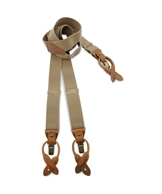 Luxe Bretels Clip/Leer | Zand