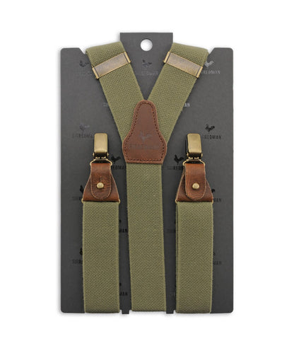 Luxuriöse Lederhosenträger mit Clips und Laschen | Grün