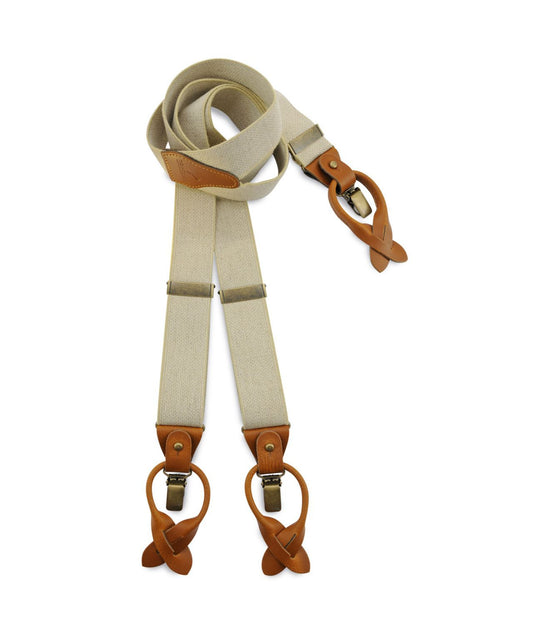 Luxe Bretels Clip/Leer | Beige