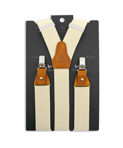 Luxuriöse Lederhosenträger mit Clips und Laschen | Weiß