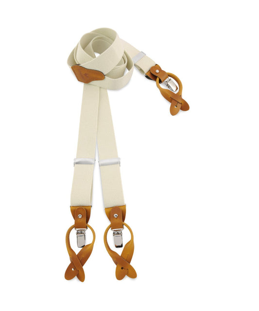 Luxe Bretels Clip/Leer | Ecru