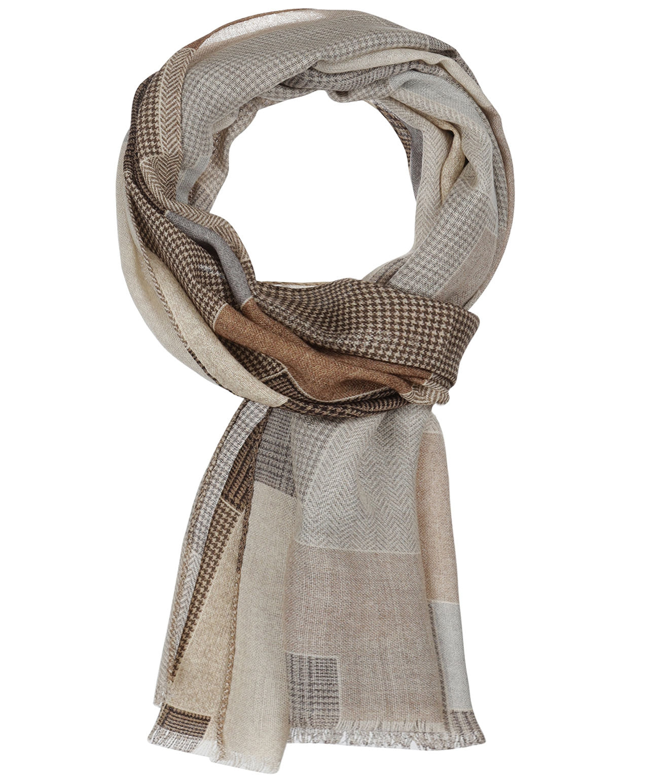 Patchwork-Wollschal | Braun