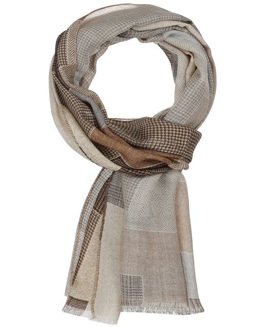 Sjaal Patchwork Wol | Beige Bruin