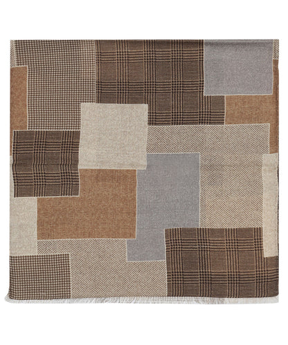 Patchwork-Wollschal | Braun
