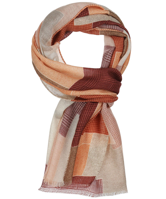 Sjaal Patchwork Wol | Beige Oranje