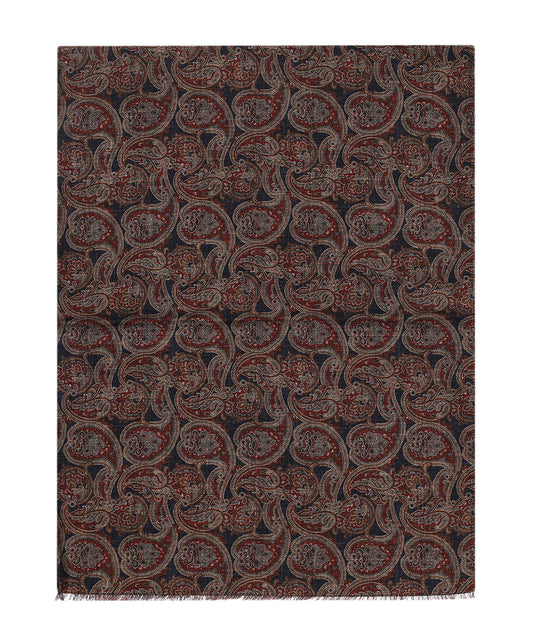 Sjaal 100%Wol | Bordeaux Navy Paisley