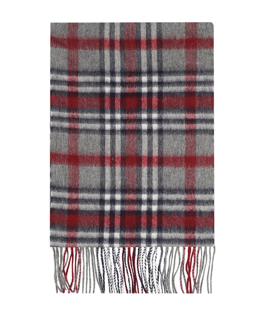 Sjaal Wol/Cashmere 30X190 | Grijs Bordeaux Multi