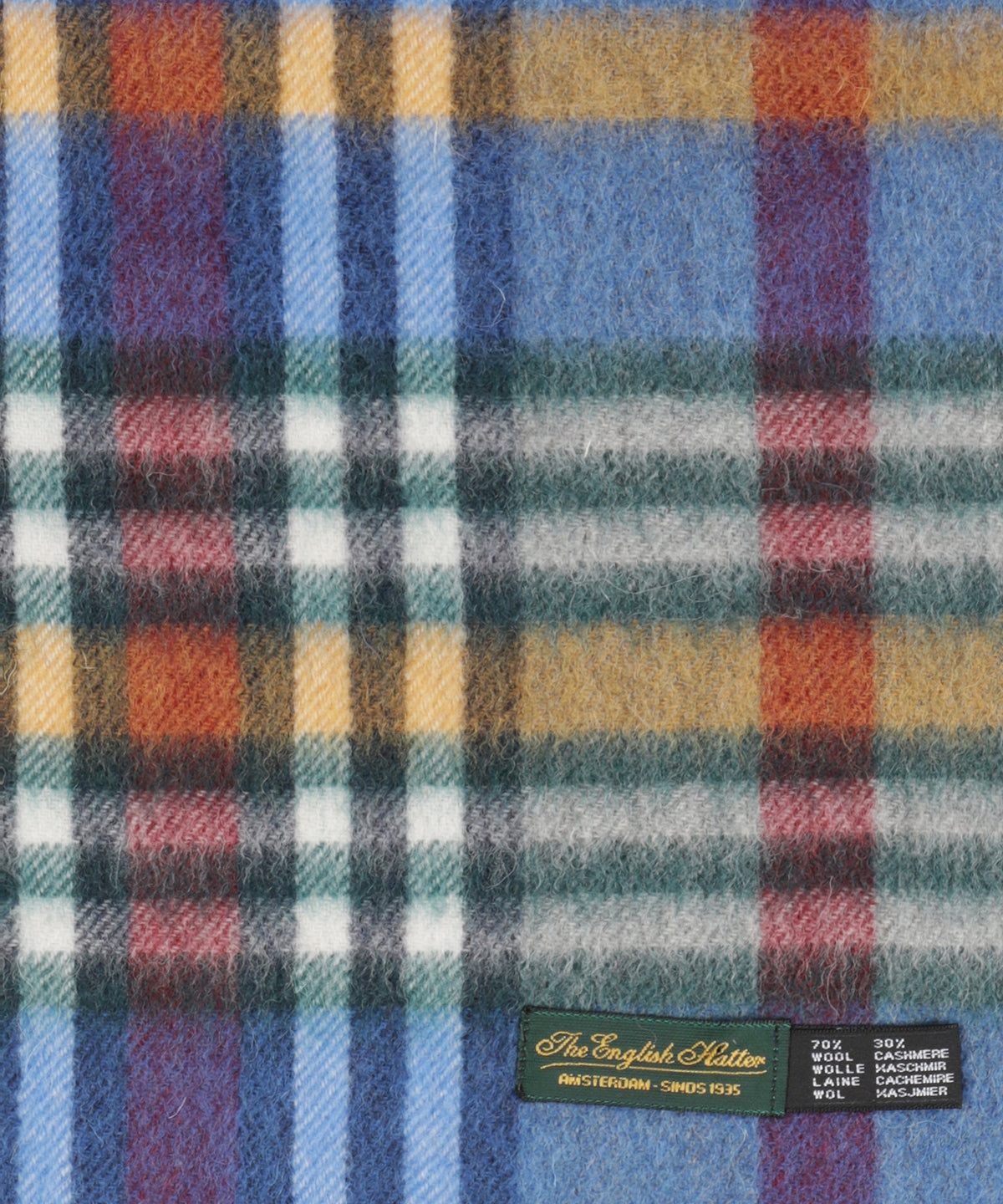 Sjaal Wol/Cashmere 30X190 | Donkerblauw Bordeaux Multi