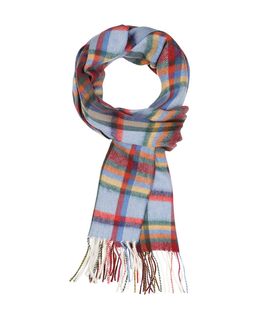 Sjaal Wol/Cashmere 30X190 | Lichtblauw Bordeaux Multi