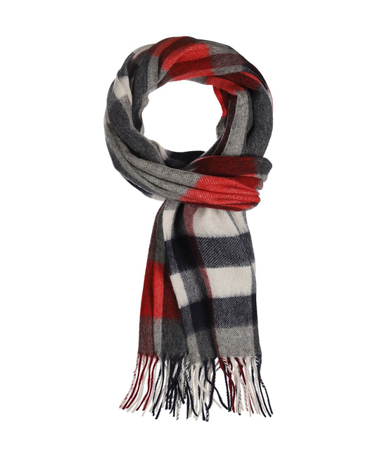 Sjaal Wol/Cashmere 30X190 | Rood Grijs Multi