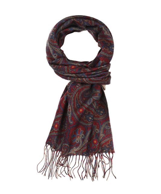 Sjaal Wol 30X180 cm | Bordeaux Beige Paisley