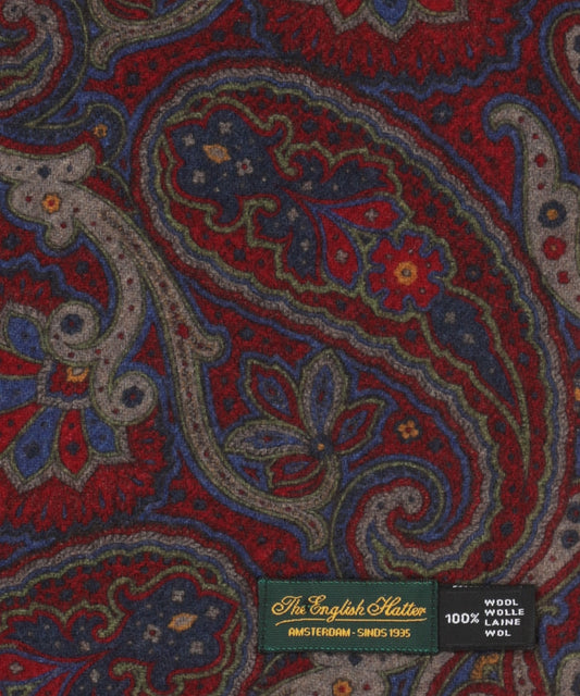 Sjaal Wol 30X180 cm | Bordeaux Beige Paisley