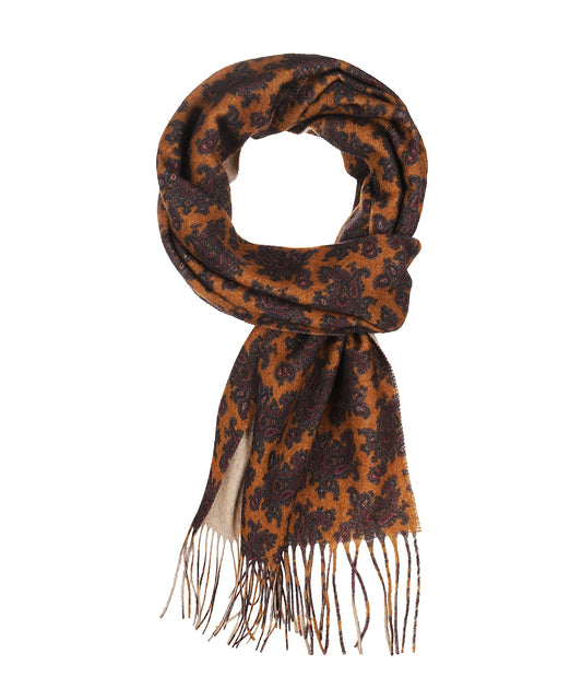 Sjaal Wol 30X180 cm | Oranje Beige Paisley
