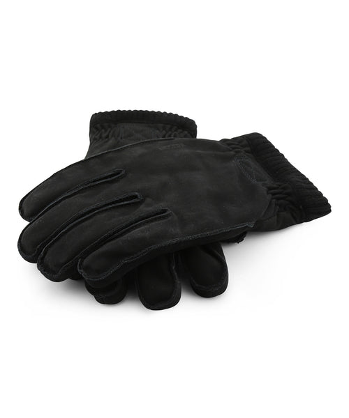 Zachte leren Nubuck Handschoen | Zwart