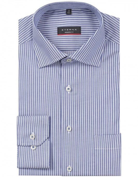 Shirt Katoen | Donkerblauw/Wit mini streep