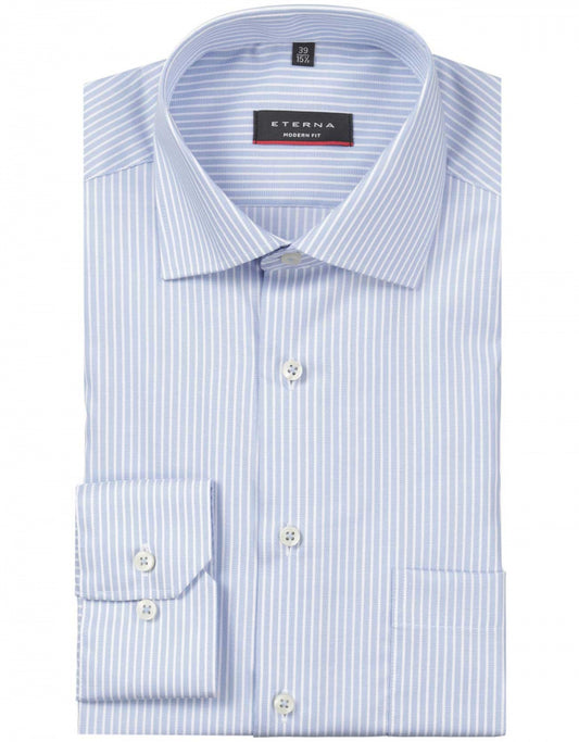 Shirt Katoen | Blauw/Wit mini streep