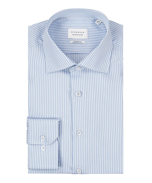 Shirt Katoen | Lichtblauw/Wit mini streep