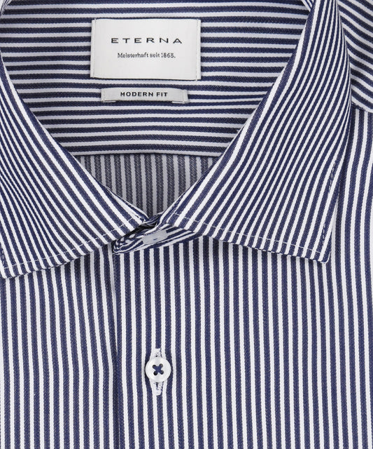 Shirt Katoen | Navy/Wit mini streep