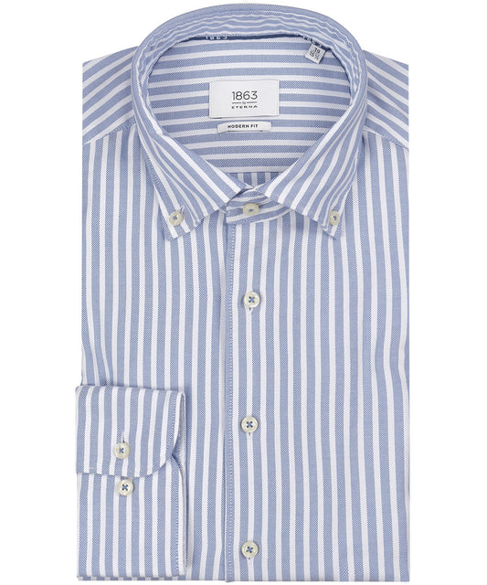 Shirt Wide Spread | Blauw/Wit streep