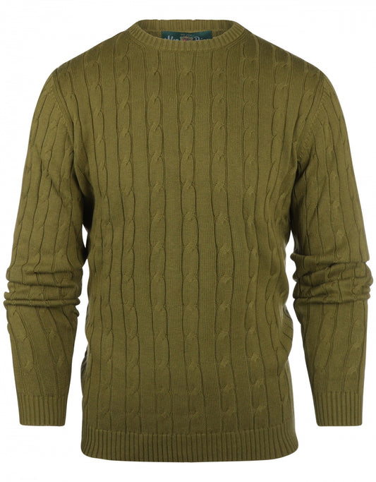 Ronde Hals Cotton/Cashmere | Moss Green