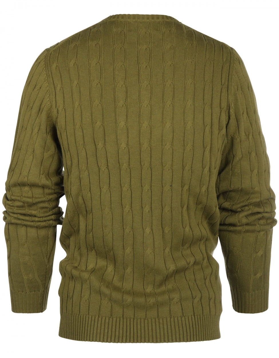 Zopfstrickpullover aus Baumwolle/Kaschmir mit Rundhalsausschnitt | Grün