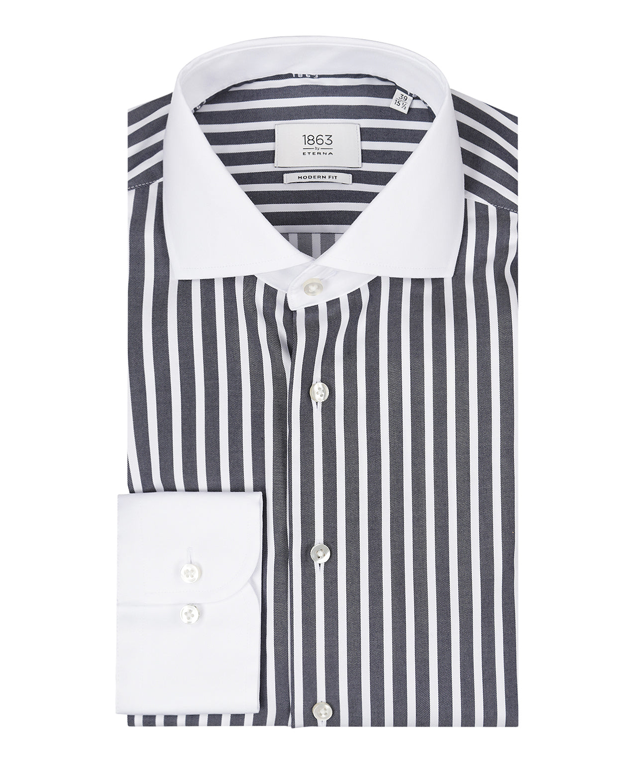 Shirt striped semi spread collar | Blue