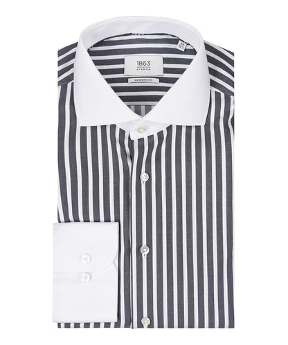 Shirt striped semi spread collar | Blue
