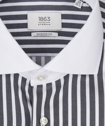 Shirt striped semi spread collar | Blue