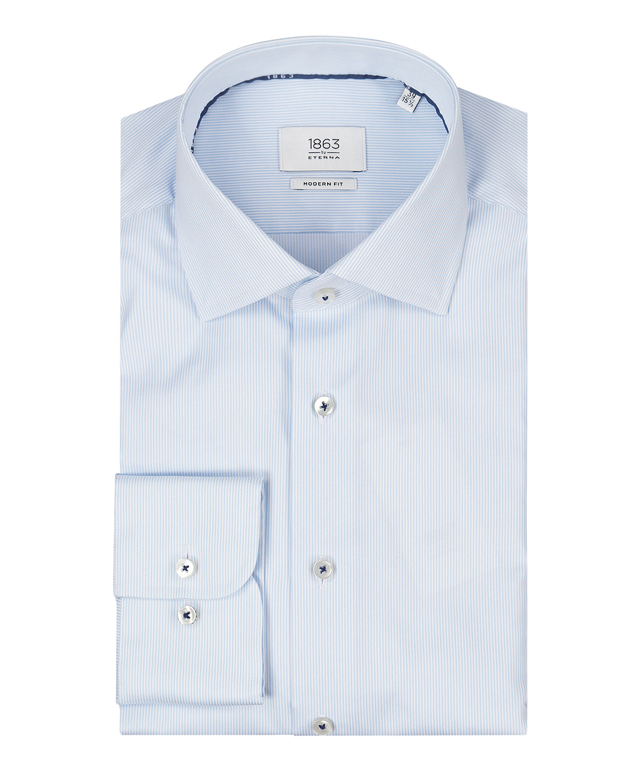 Shirt striped semi spread collar | Blue