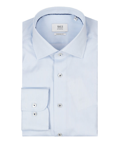 Shirt striped semi spread collar | Blue