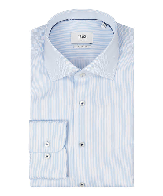 Katoenen Shirt | Lichtblauw Wit micro streep