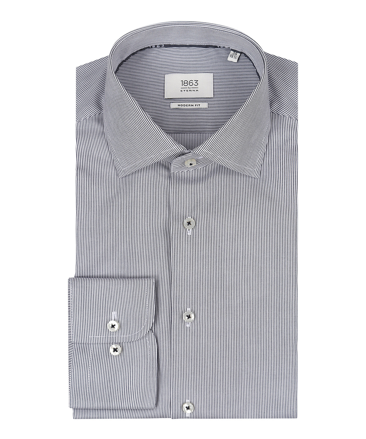 Shirt katoen | Navy/Wit micro streep