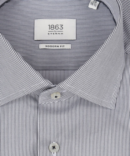 Shirt katoen | Navy/Wit micro streep