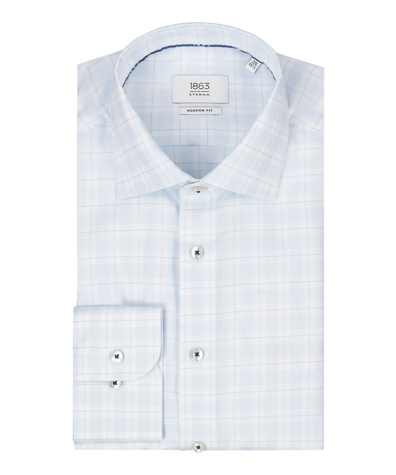 Shirt striped semi spread collar | Blue