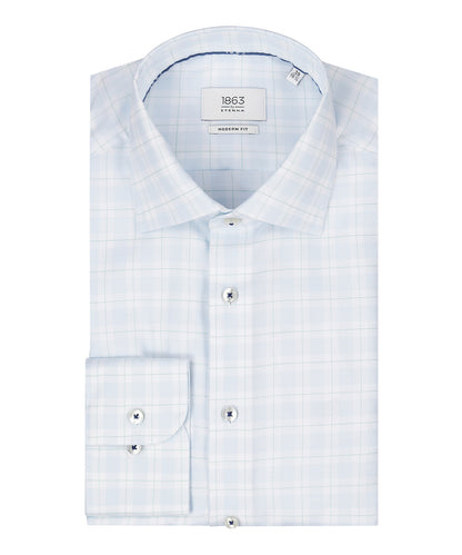 Shirt striped semi spread collar | Blue