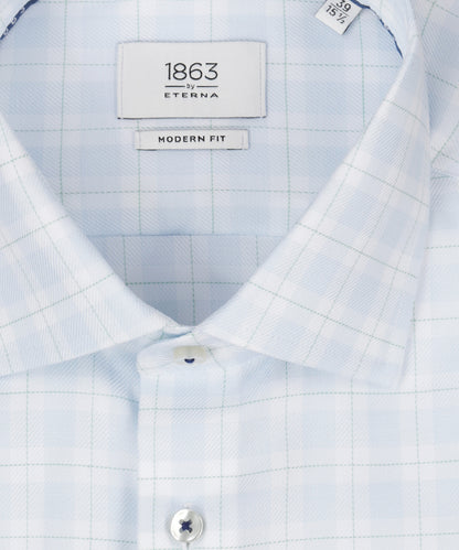 Shirt striped semi spread collar | Blue
