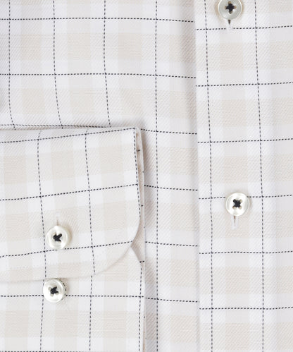 Striped shirt with semi-spread collar | Brown